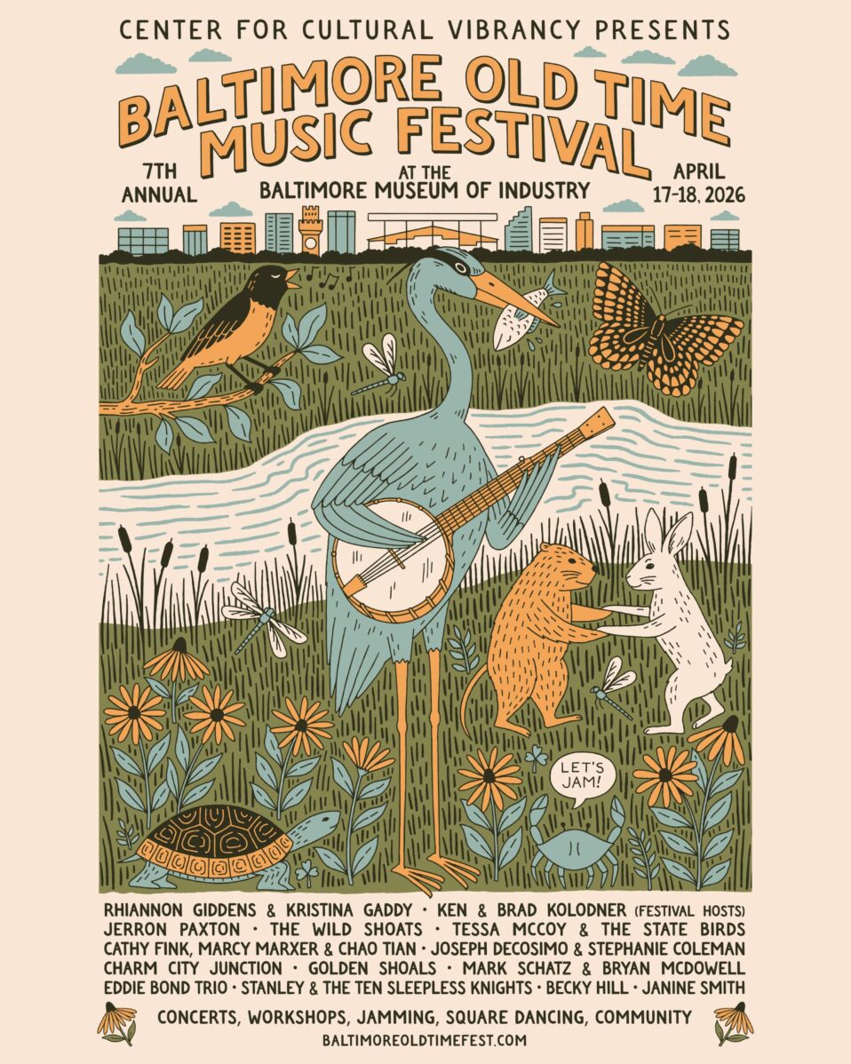 Baltimore Old Time Music Festival 2026 poster art drawing